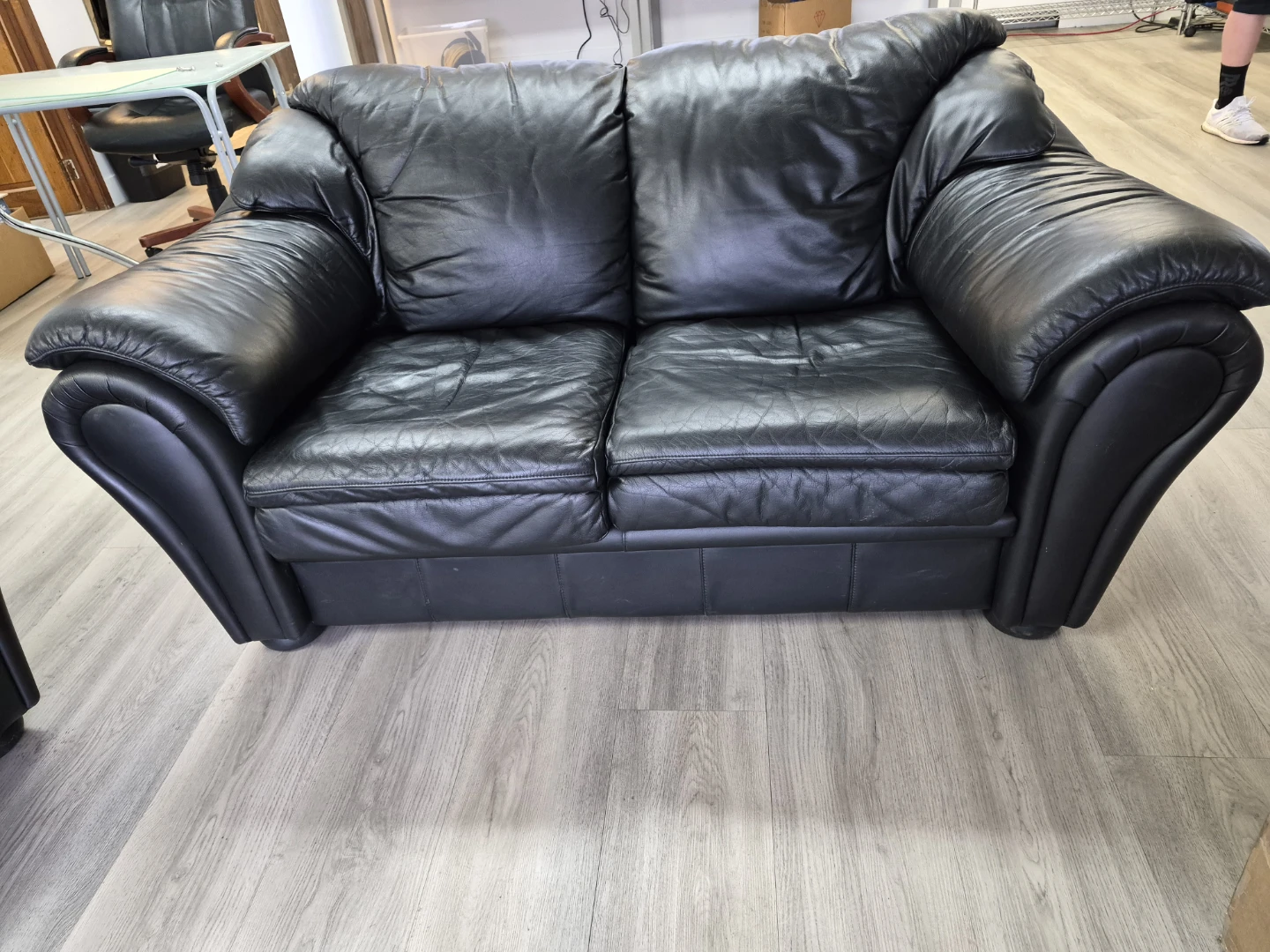 Black Leather Sofa and Loveseat - photo 3
