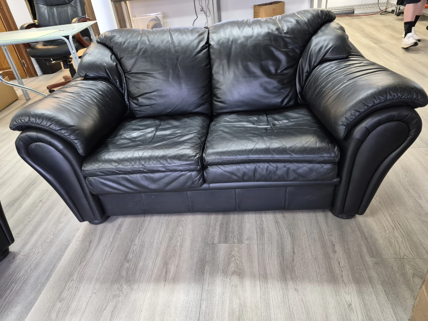 Black Leather Sofa and Loveseat - photo 4