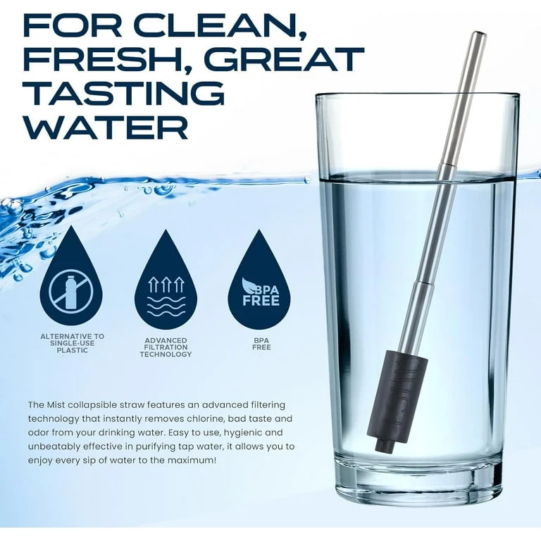 Collapsible Water Filter Straw Stainless Steel Reusable Travel - photo 4
