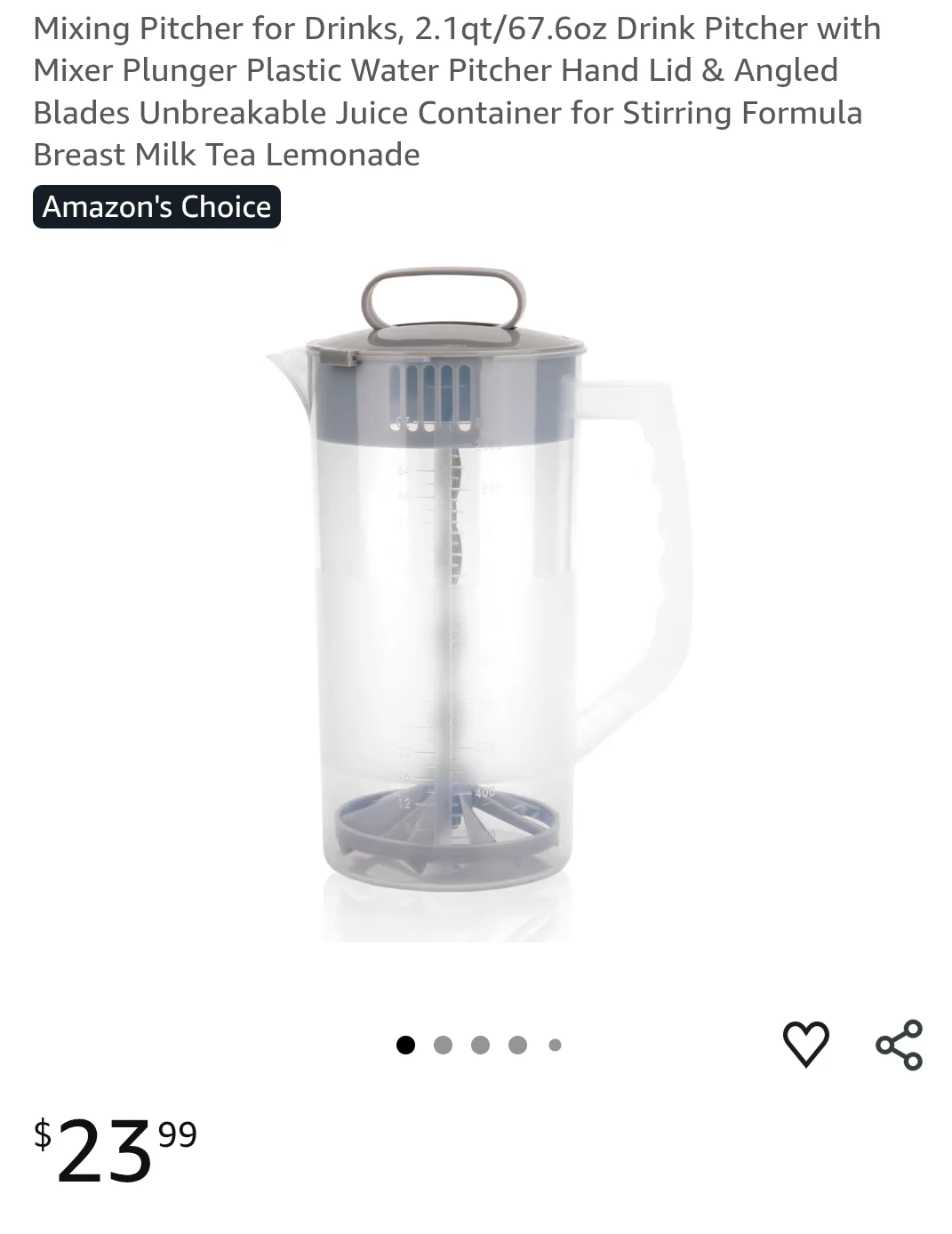 Mixing Pitcher for Drinks - 2.1 Quarts 🧡