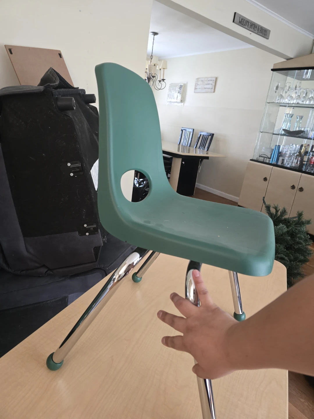 Stacking Chairs - Green Plastic with Chrome Legs - photo 4