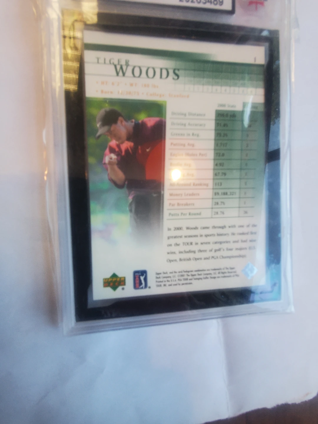 2001 Upper Deck Golf Tiger Woods Rookie Card #1 (Graded 9.5 NGM) - photo 3