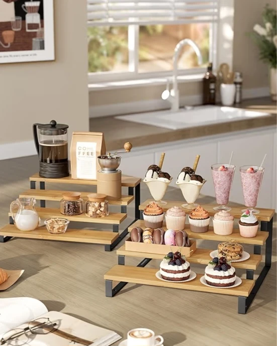 🥕 NEW!  SONGMICS 4 Tier Bamboo Spice Rack Organizer (set of 4!) - photo 3