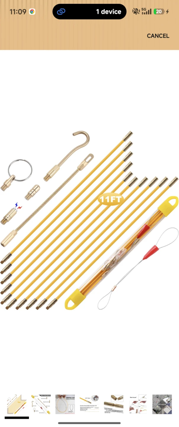 11FT Fish Tape Electrical Wire Cable Puller Tool Kit - photo 2