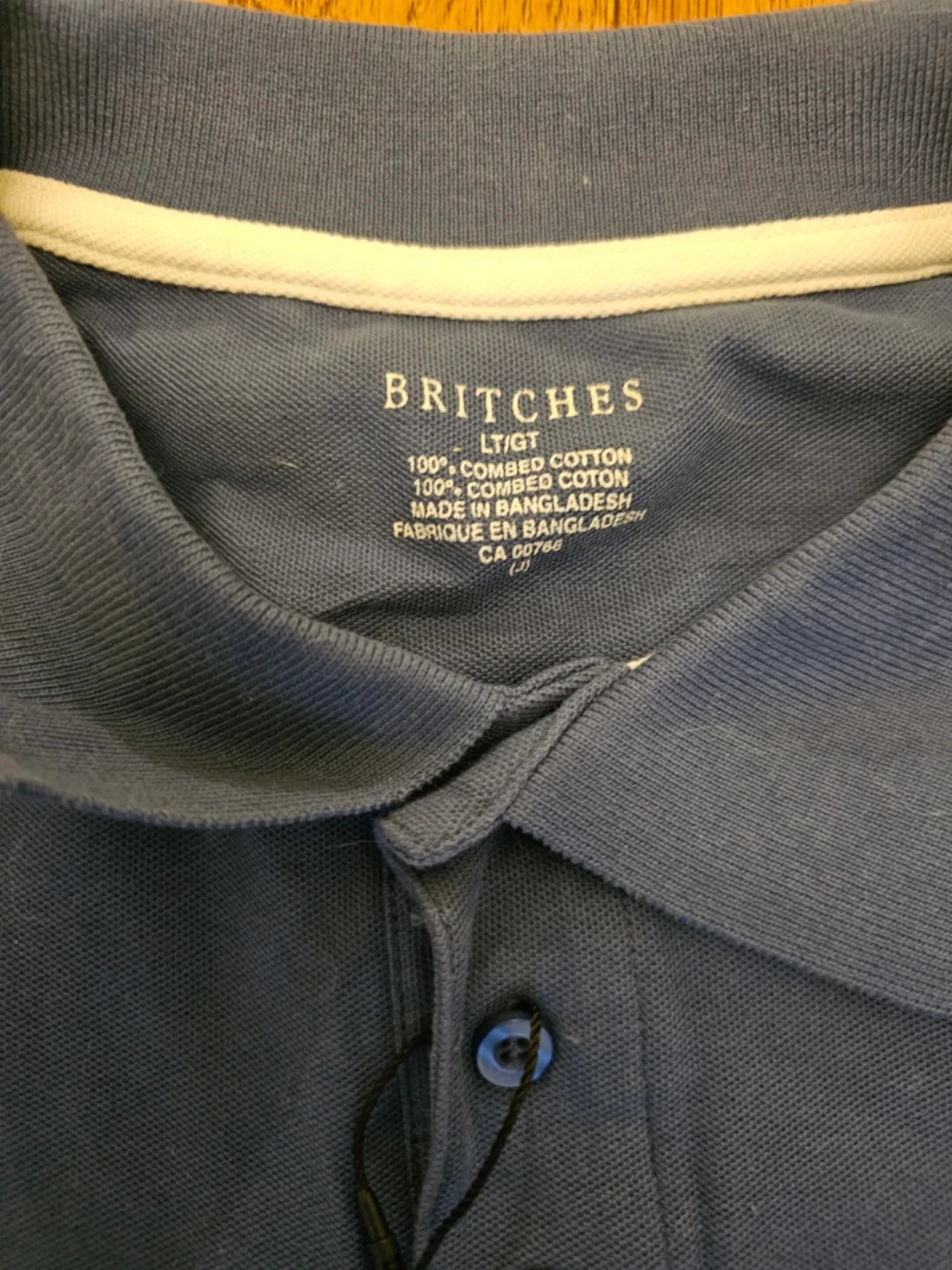New Britches Men's LT Slate Blue 100% Combed Cotton Polo Shirt - photo 4