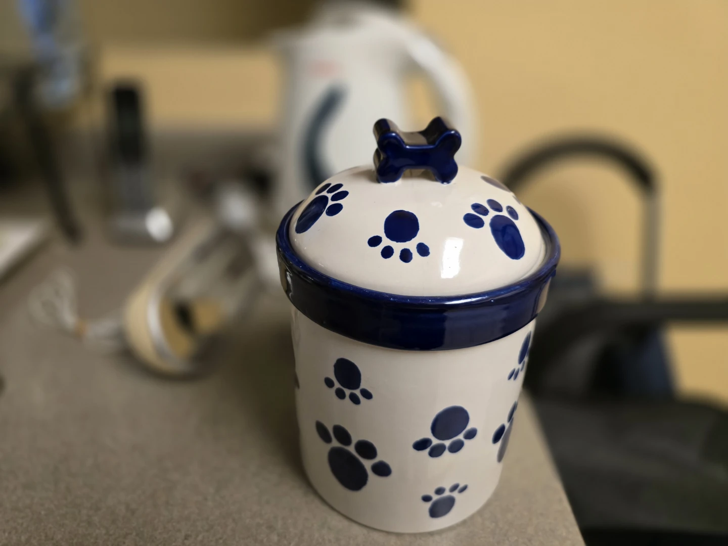 Ceramic Pet Treat Jar with Paw Print Design - photo 3