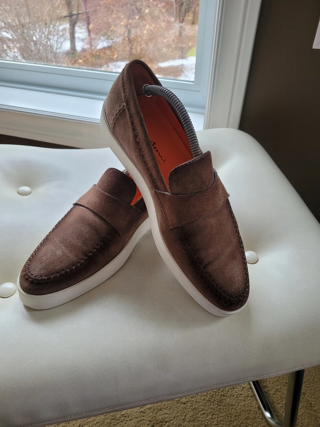 Santoni Brown Suede Loafers - Made in Italy