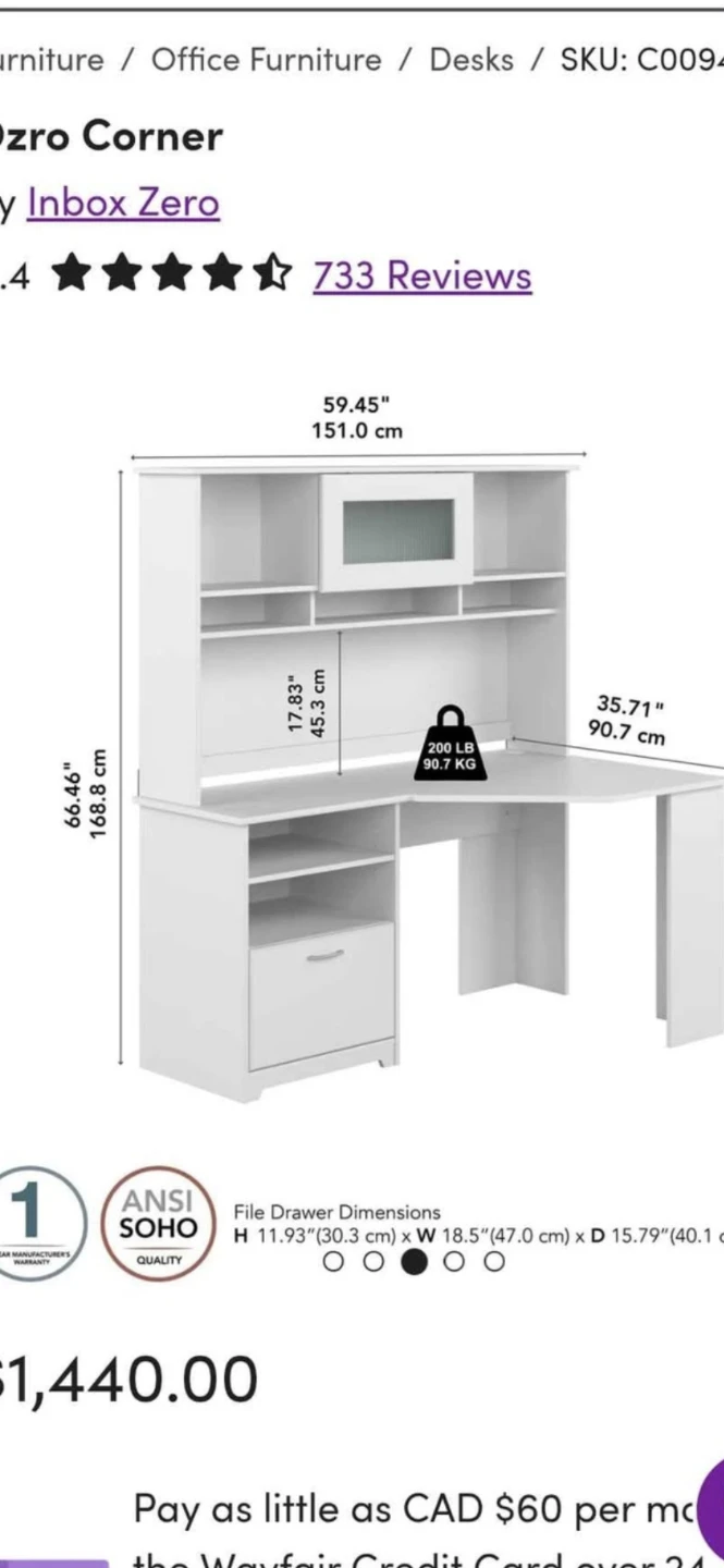 White Corner Desk with Hutch