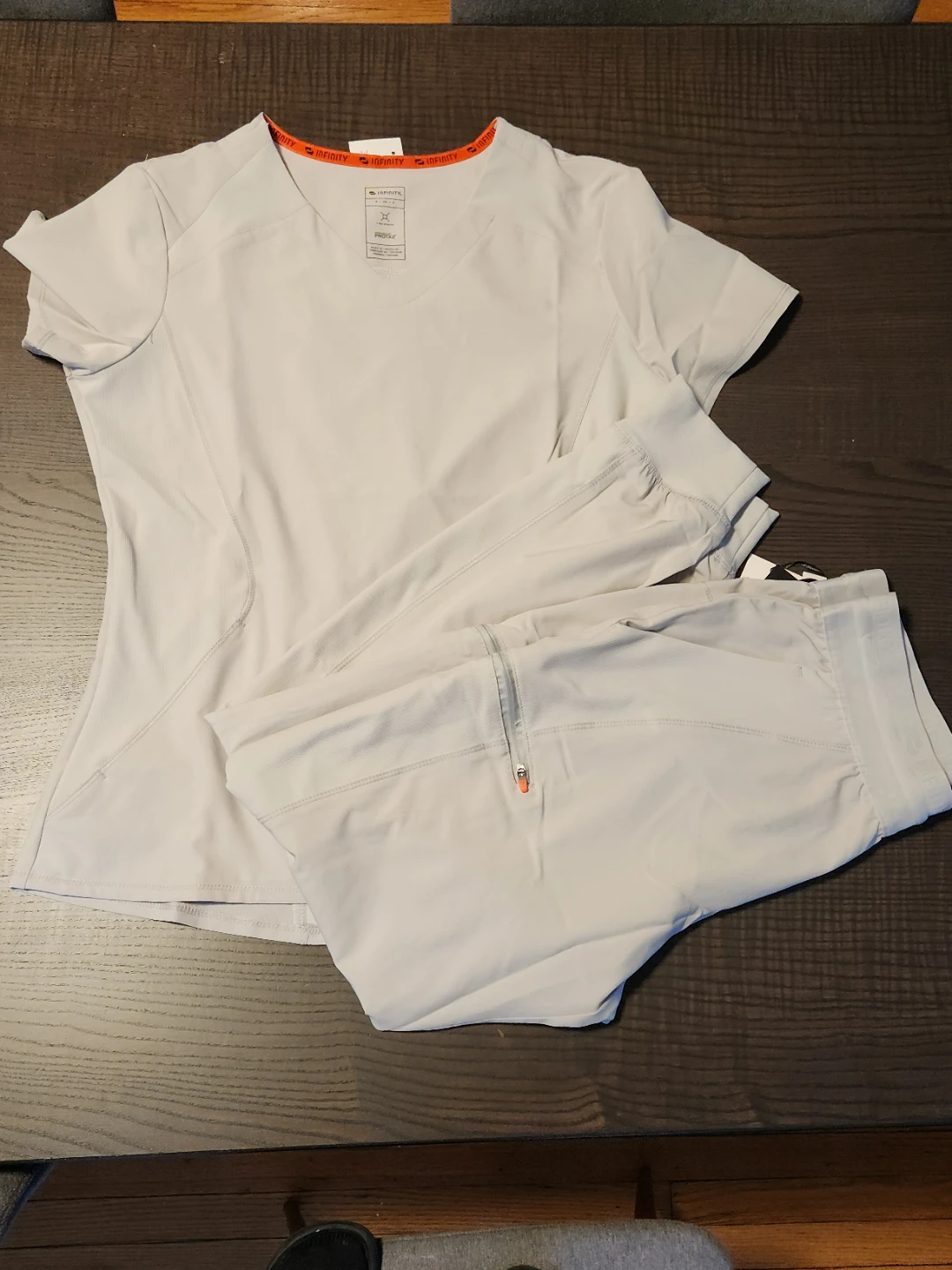 Infinity Scrubs Top and Pants Set - Light Grey