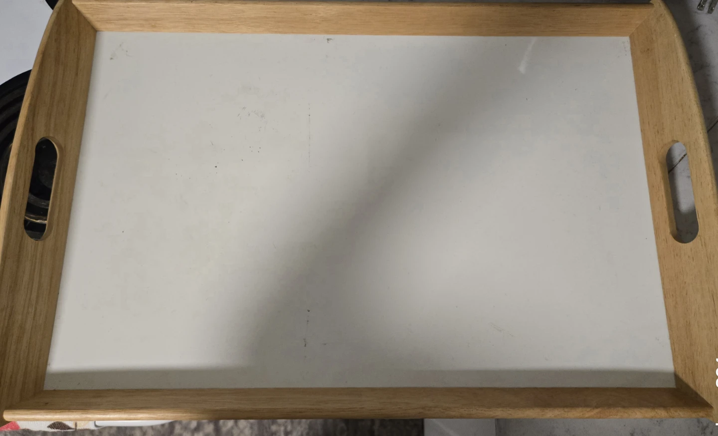 Wooden Serving Tray with White Surface