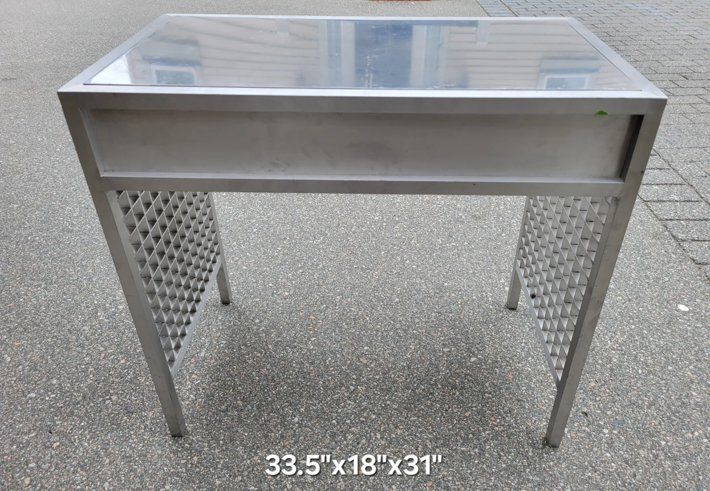 Stainless Steel Console/Entryway Table. Industrial Grid Design. - photo 3
