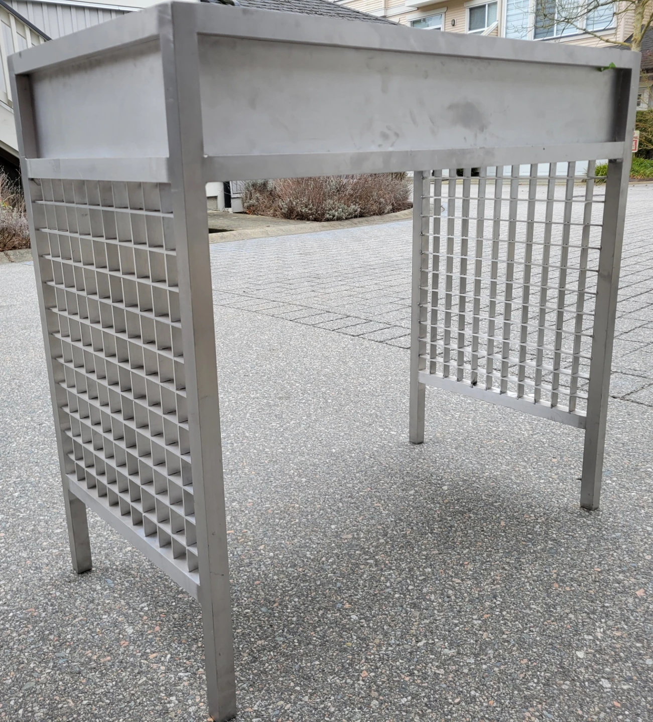 Stainless Steel Console/Entryway Table. Industrial Grid Design. - photo 4