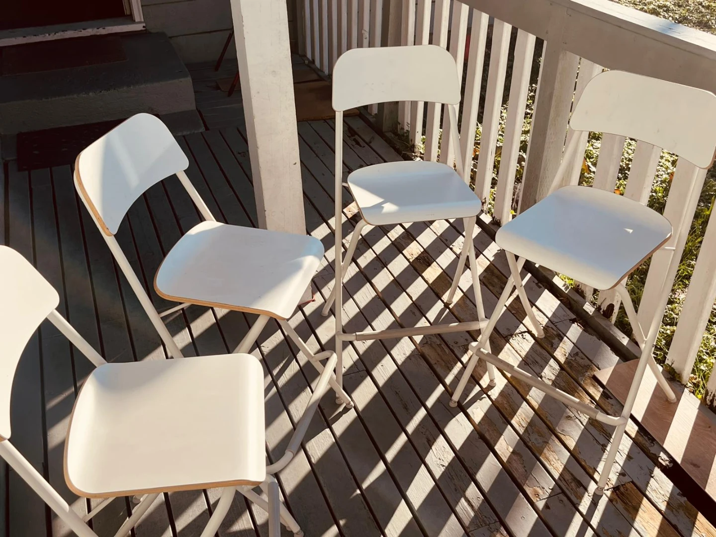White Folding Bar Stools - Set of 4
