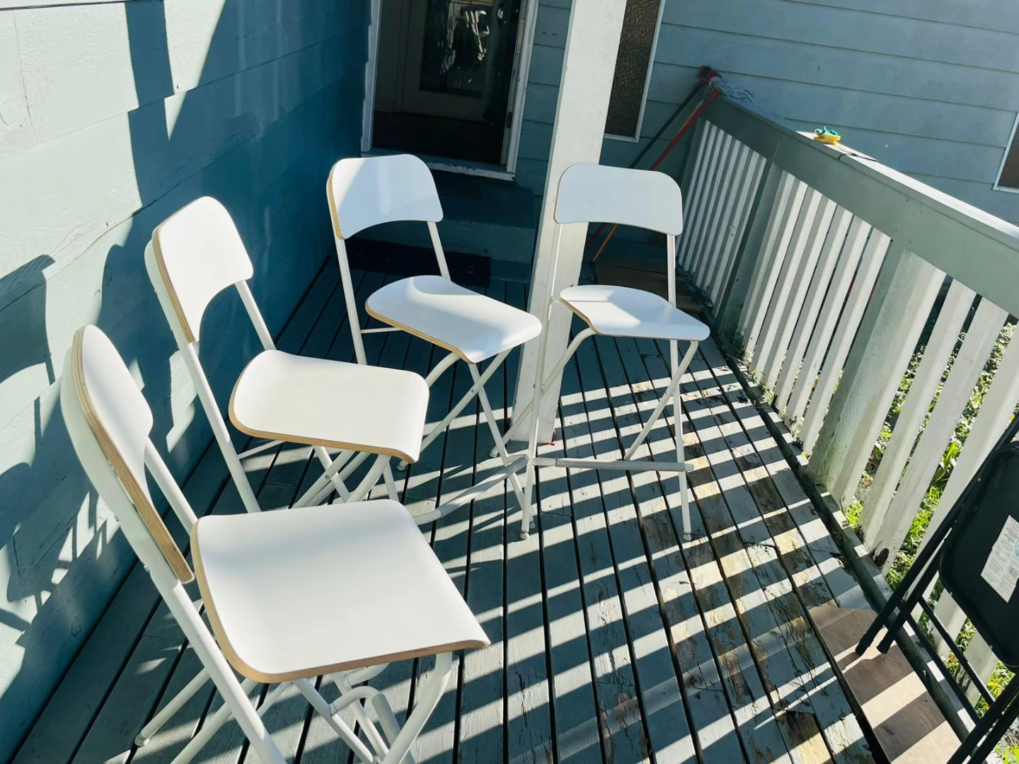 White Folding Bar Stools - Set of 4 - photo 4