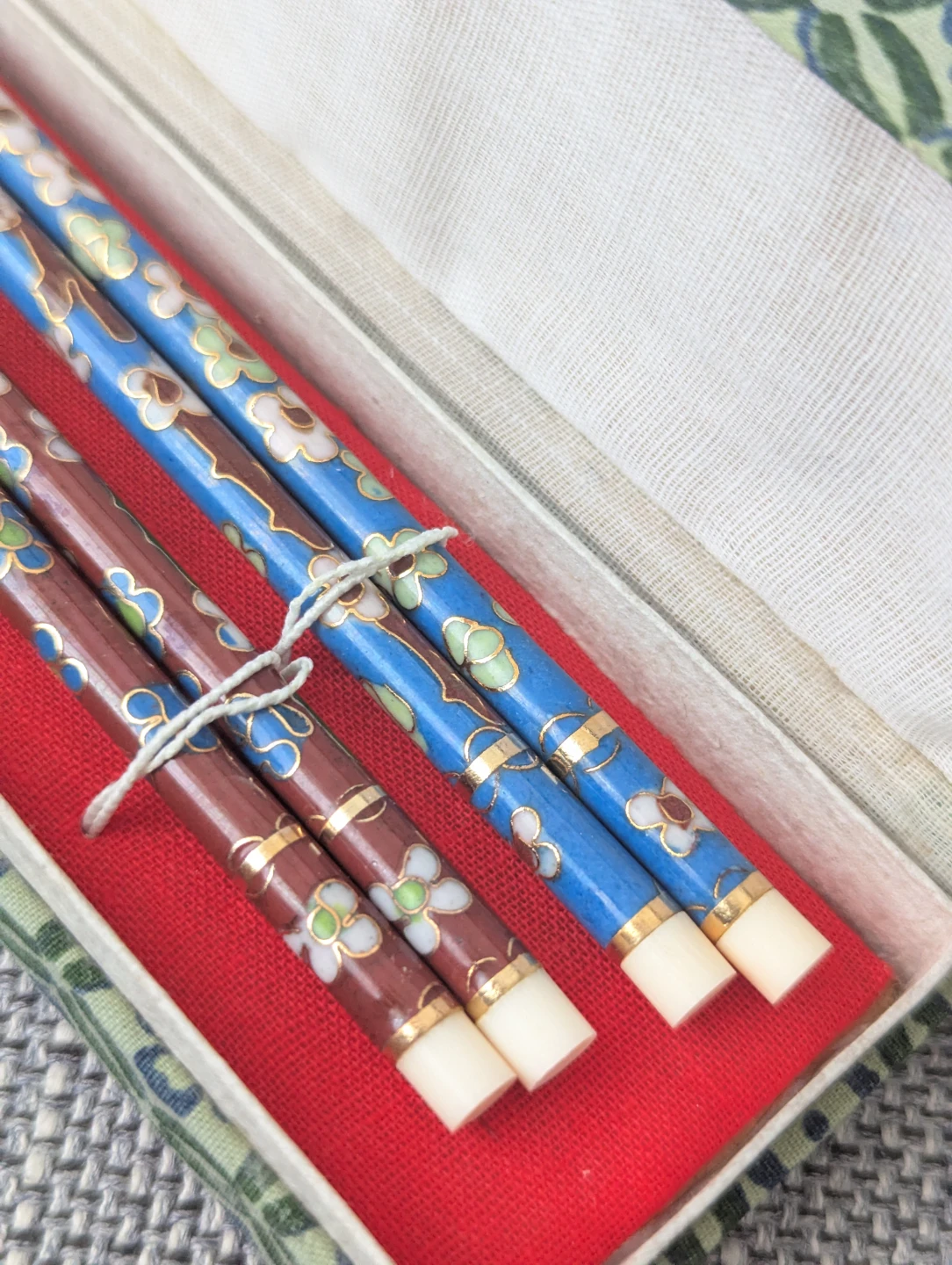 Vintage Chinese cloisonne enamel chopsticks - photo 2