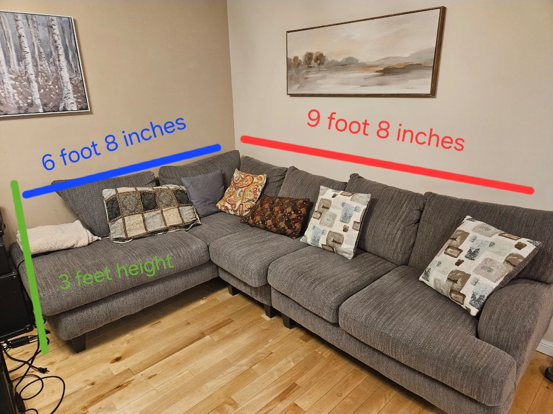 Grey Sectional Sofa Couch - photo 2