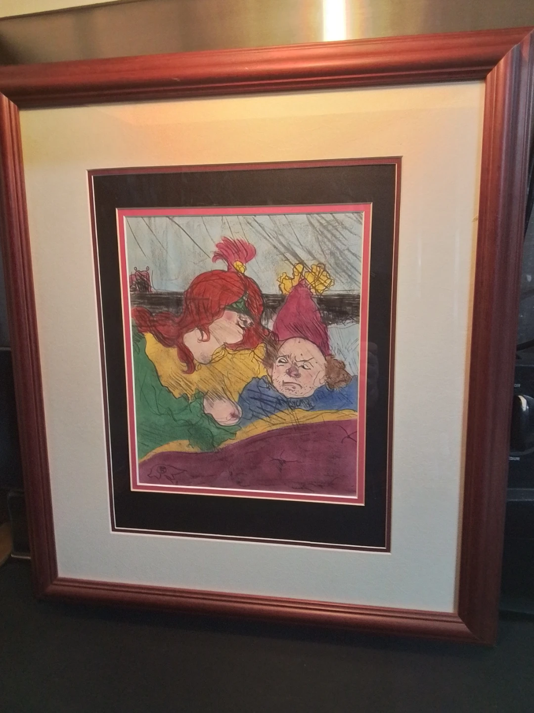 Toulouse Lautrec Hand-Coloured Signed Lithograph 1956 Paris COA