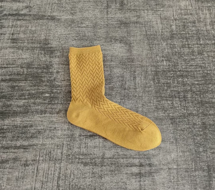 Mustard Yellow Cotton Crew Socks, US4-8 W - photo 2