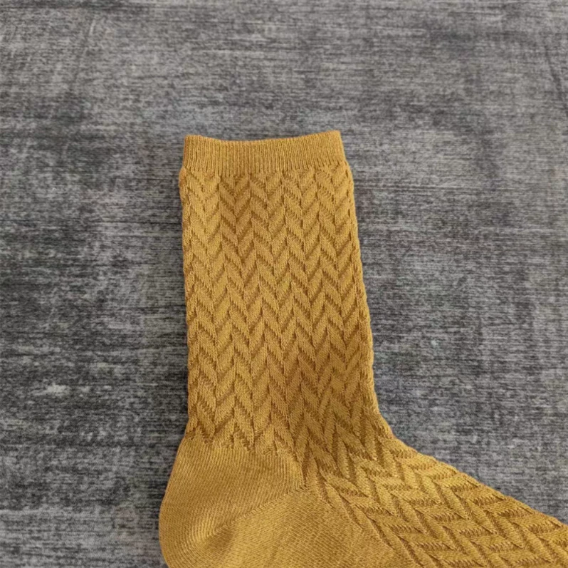 Mustard Yellow Cotton Crew Socks, US4-8 W - photo 4
