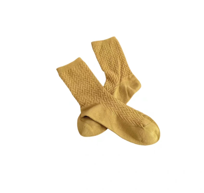 Mustard Yellow Cotton Crew Socks, US4-8 W - photo 5