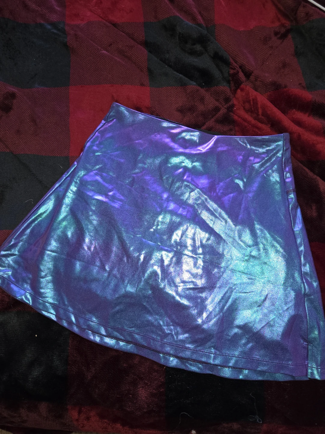 Iridescent holographic skort skirt