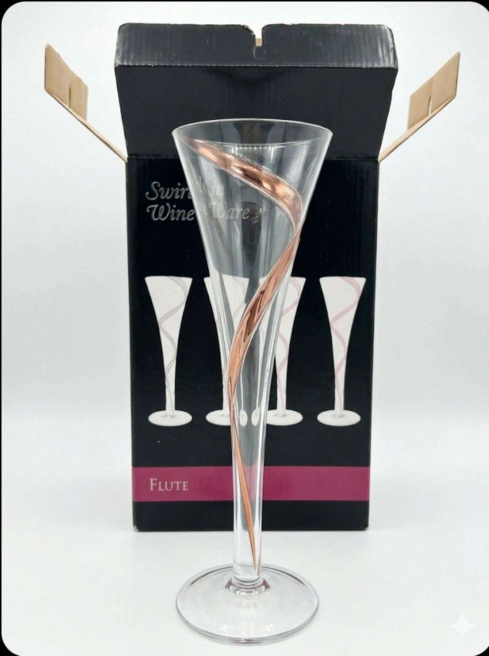 Vintage Beringer Swirl Champagne Flutes - Set of 4 - NIB - photo 2