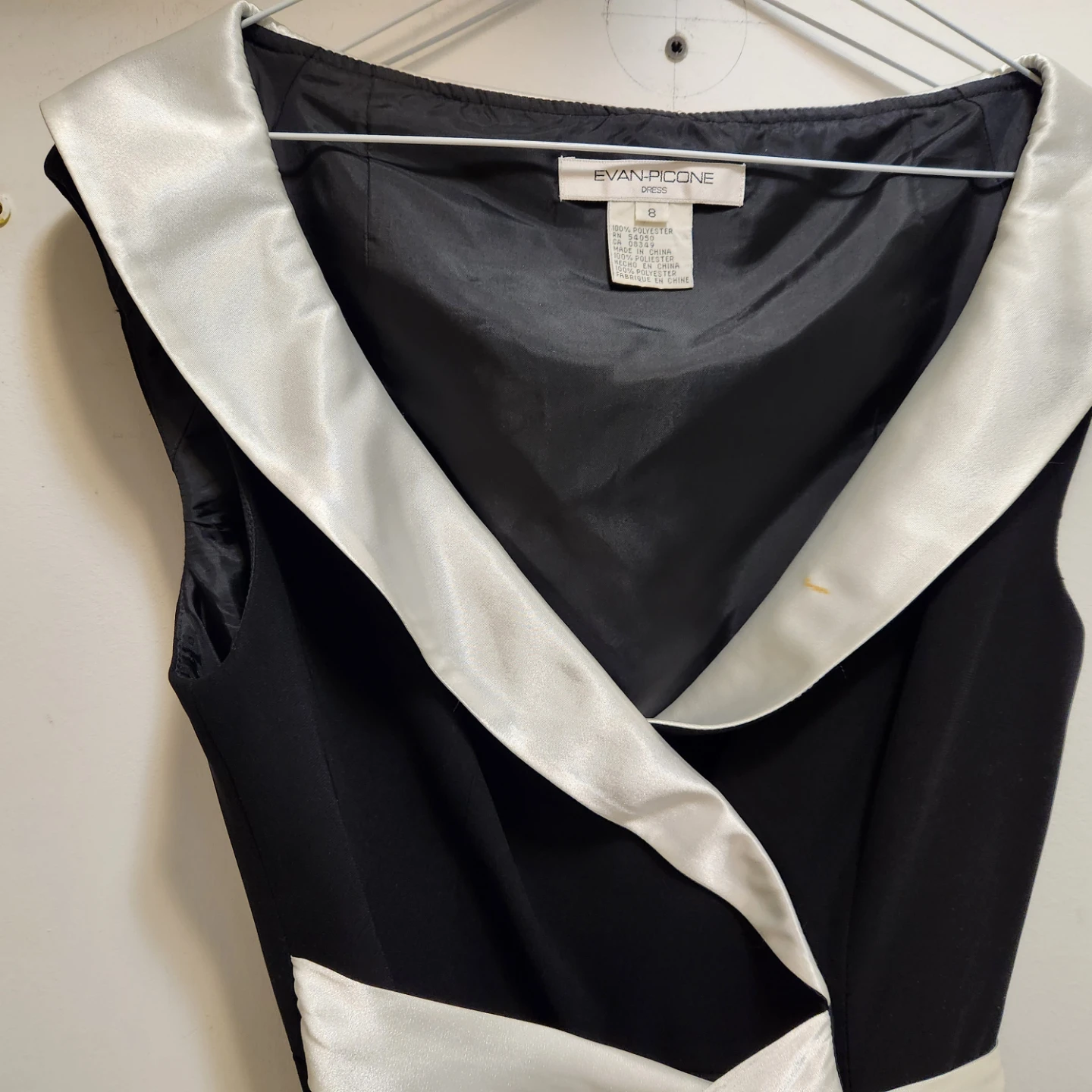 Evan Picone Black & White Trimmed Dress Size 8