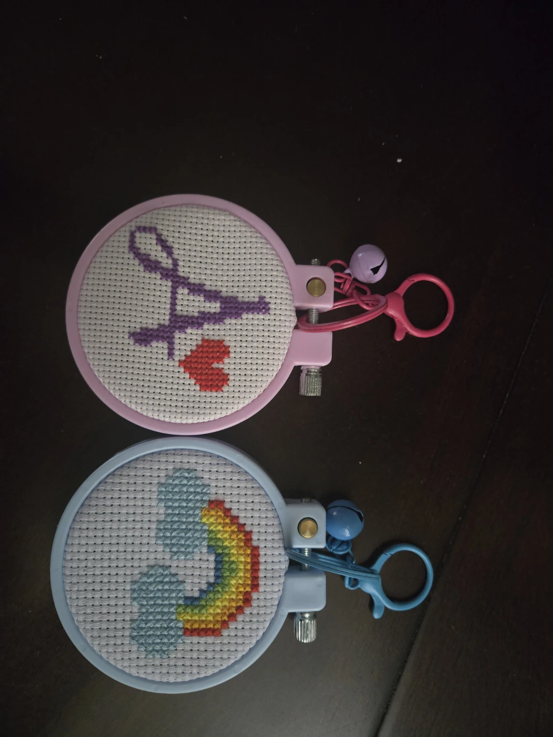 Mini Cross Stitch Keychains - Rainbow & Initial A - photo 2