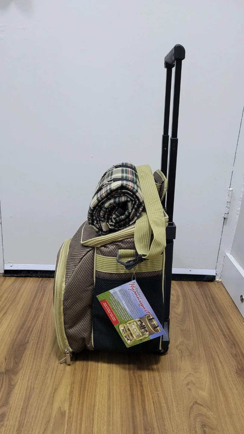 Picnic Basket with Wheels and Blanket - photo 2