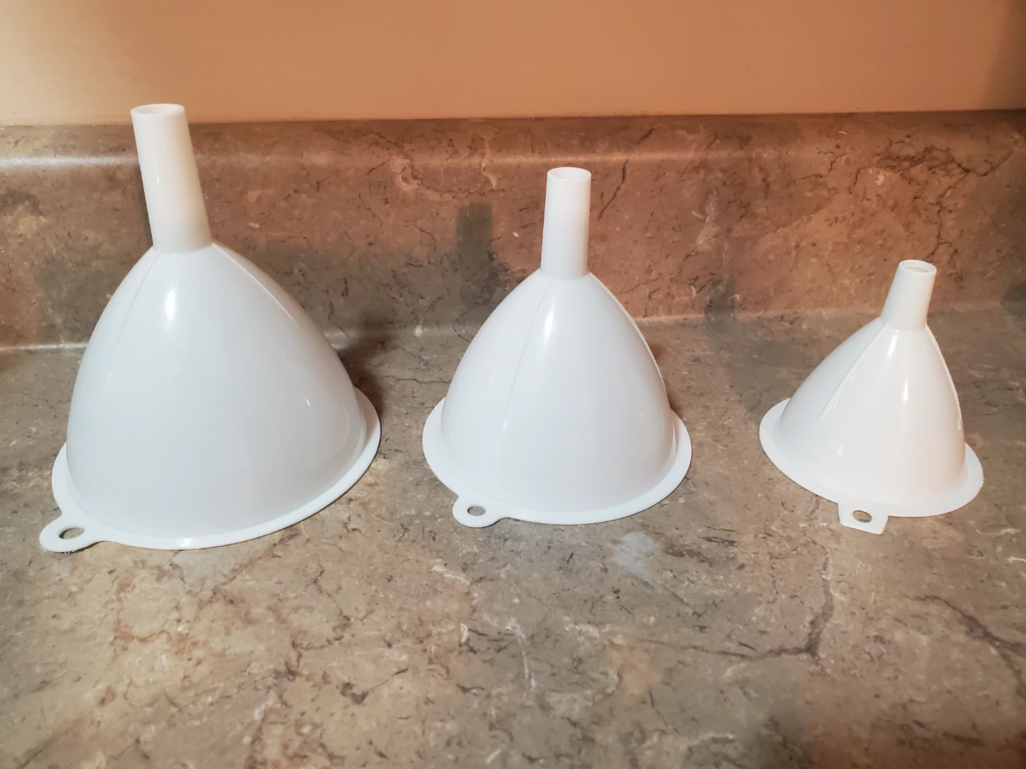 Set of 3 White Plastic Funnels