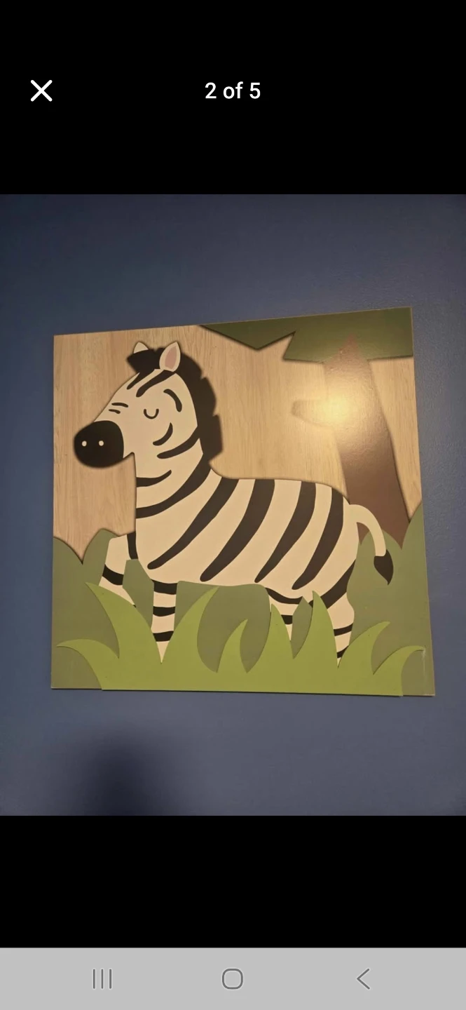 Wooden Elephant and Zebra Wall Art Set - photo 2