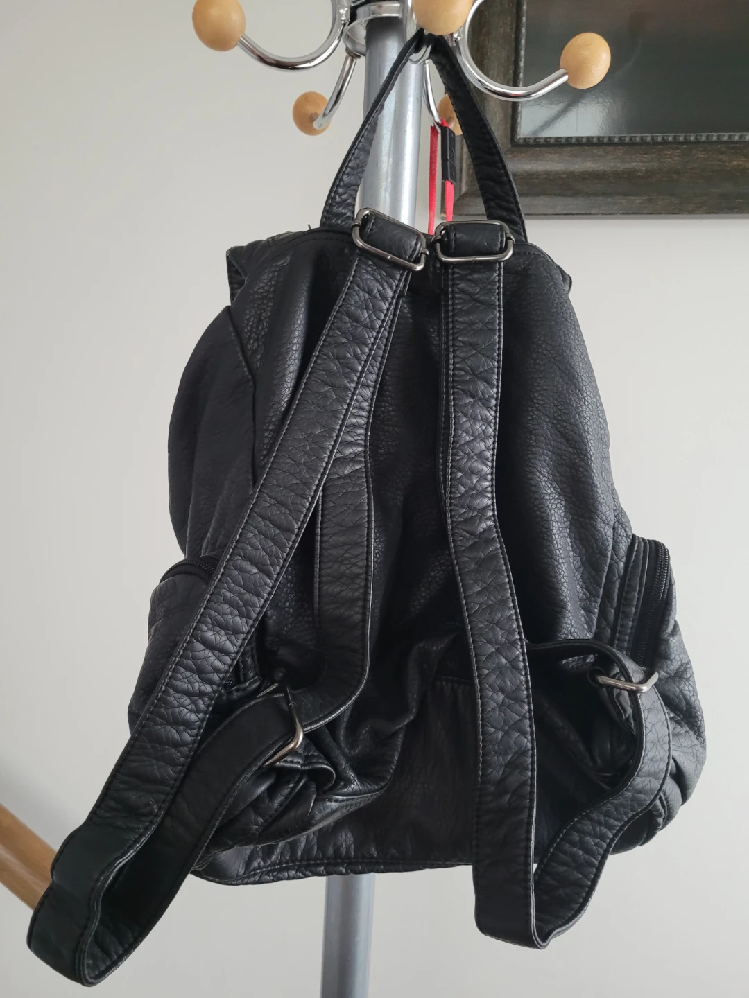 Black Faux Leather Studded Backpack - photo 2