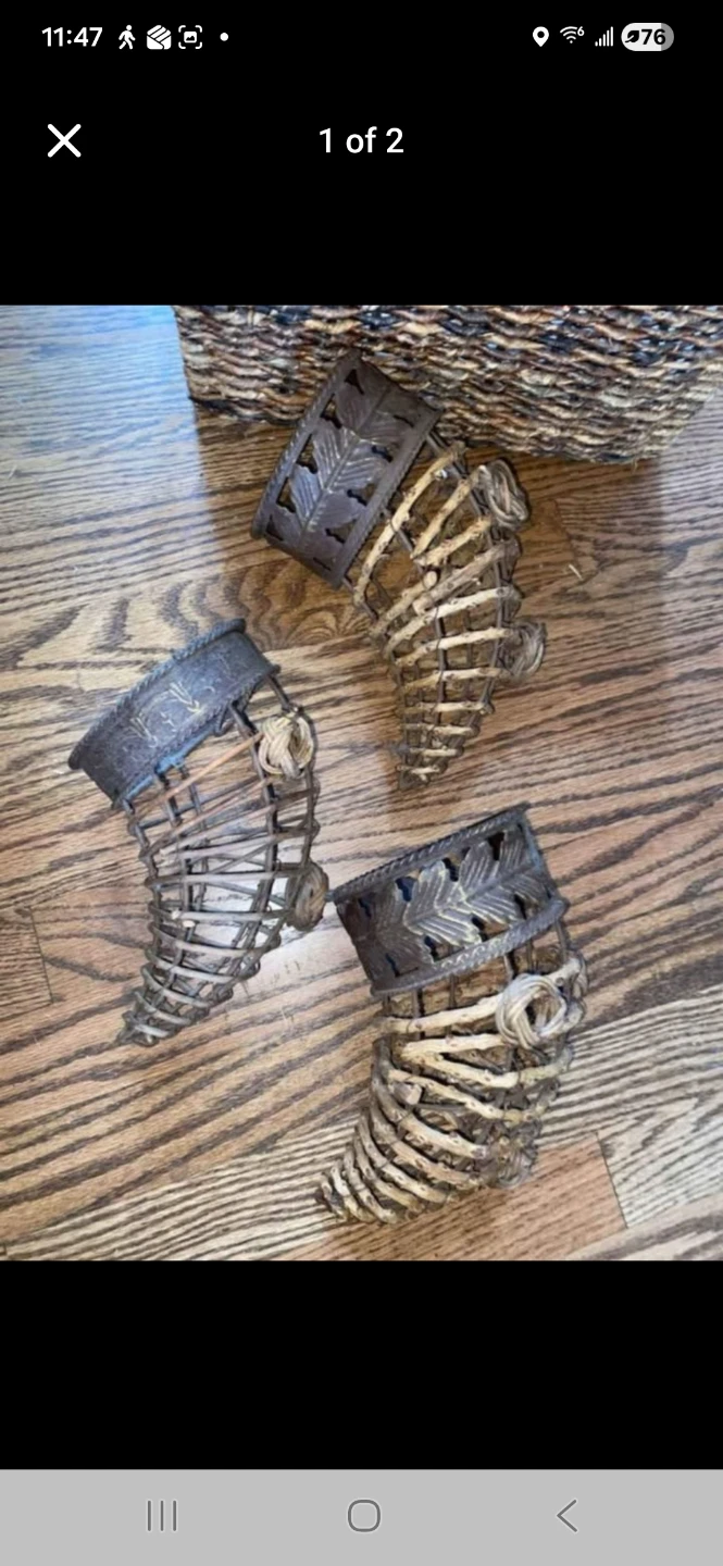 Set of 3 Decorative Horn-Shaped Baskets