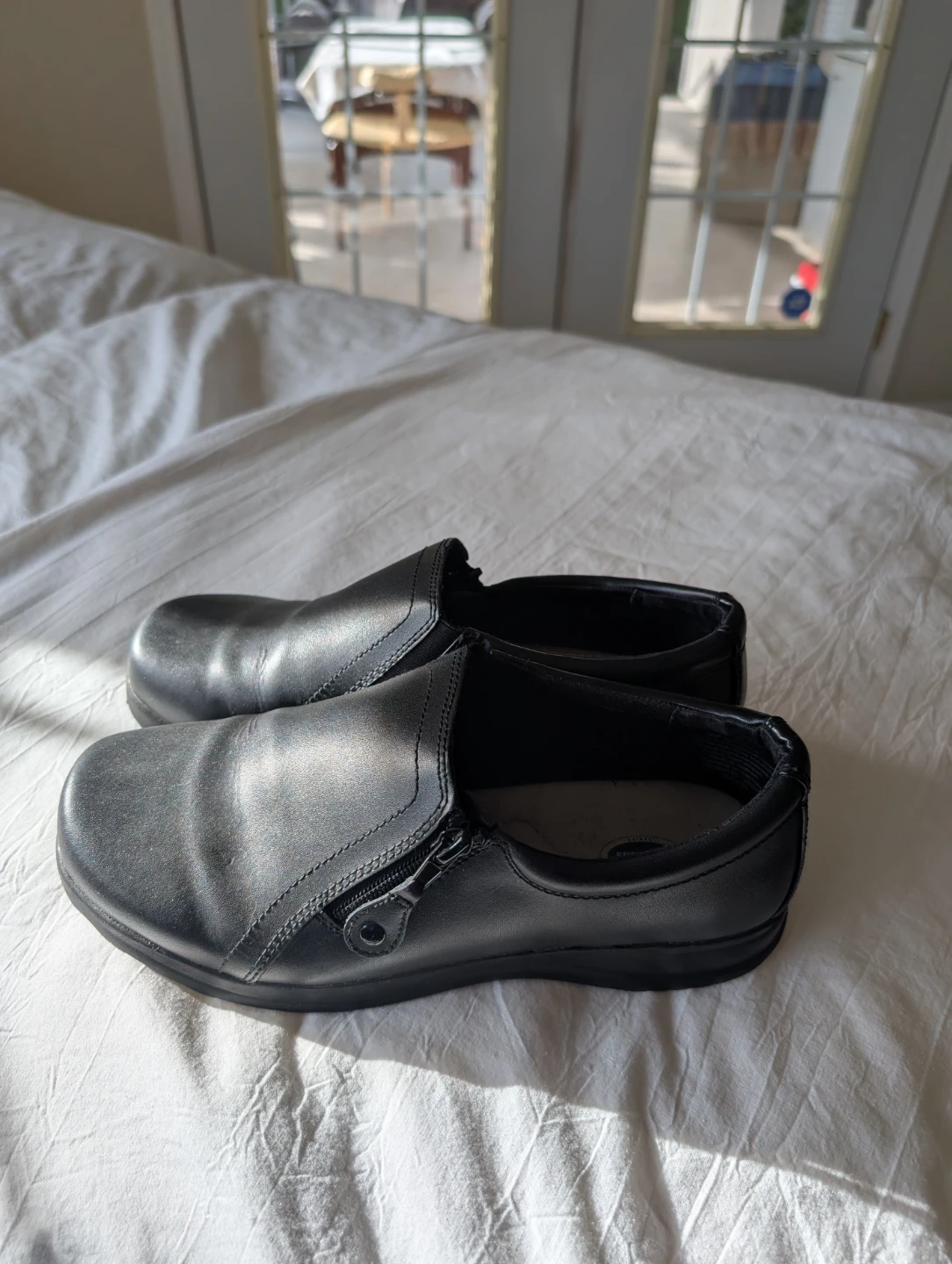 Black Slip-On Loafer Shoes with Zipper