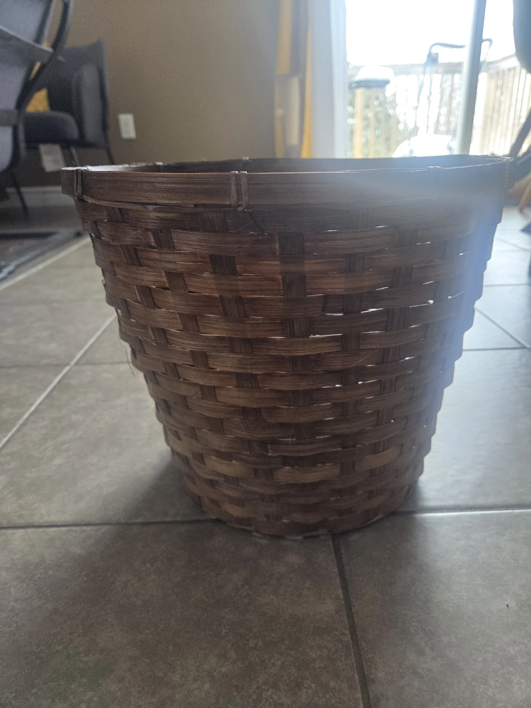 Bamboo slat wicker basket