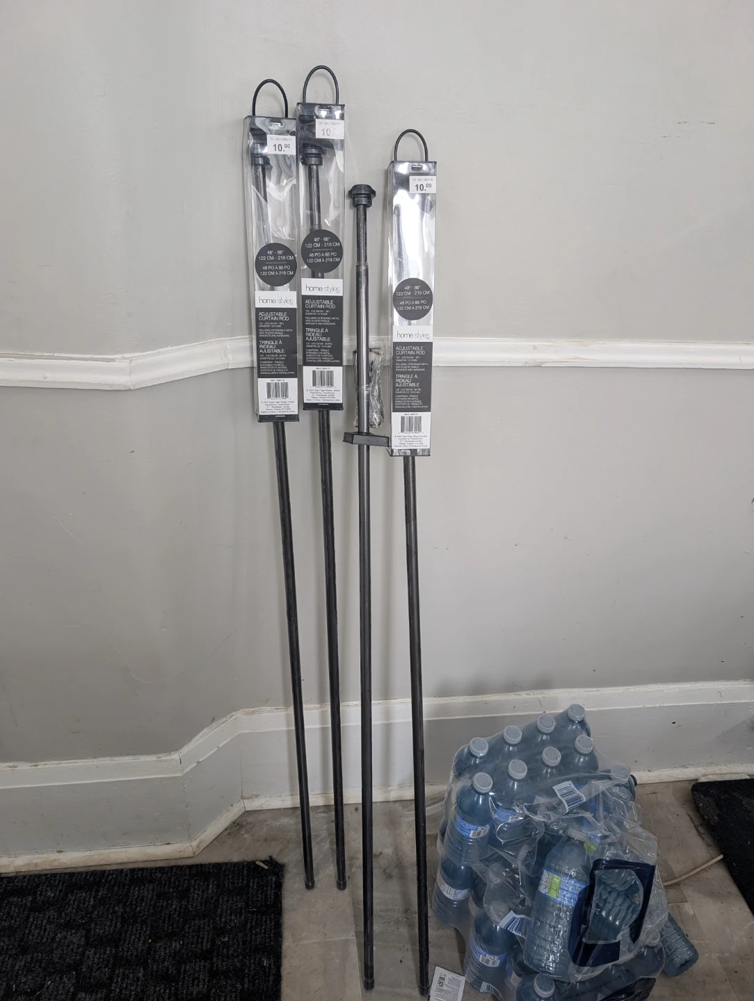 Set of 4 - Home Styles Adjustable Curtain Rod 48"-86" Black - photo 2