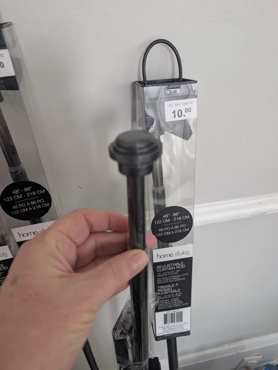 Set of 4 - Home Styles Adjustable Curtain Rod 48"-86" Black - photo 4