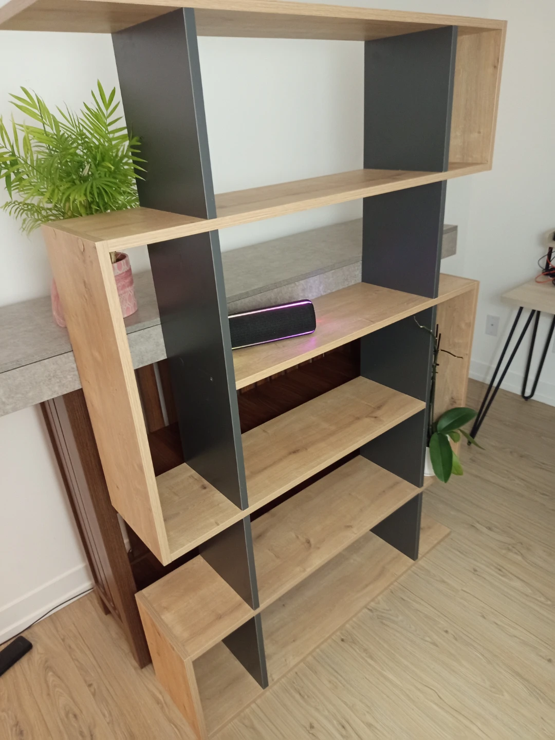 Modern Wood and Grey Bookshelf
