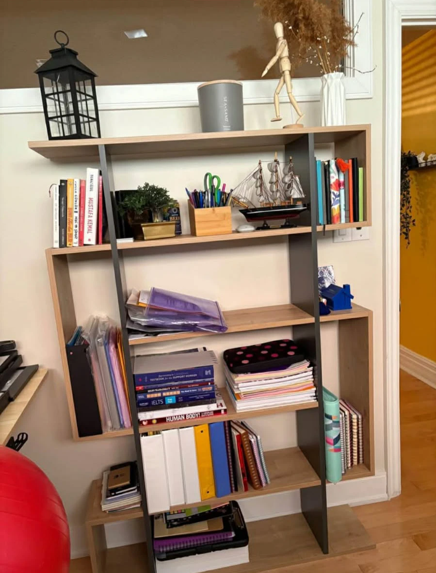 Modern Wood and Grey Bookshelf - photo 2