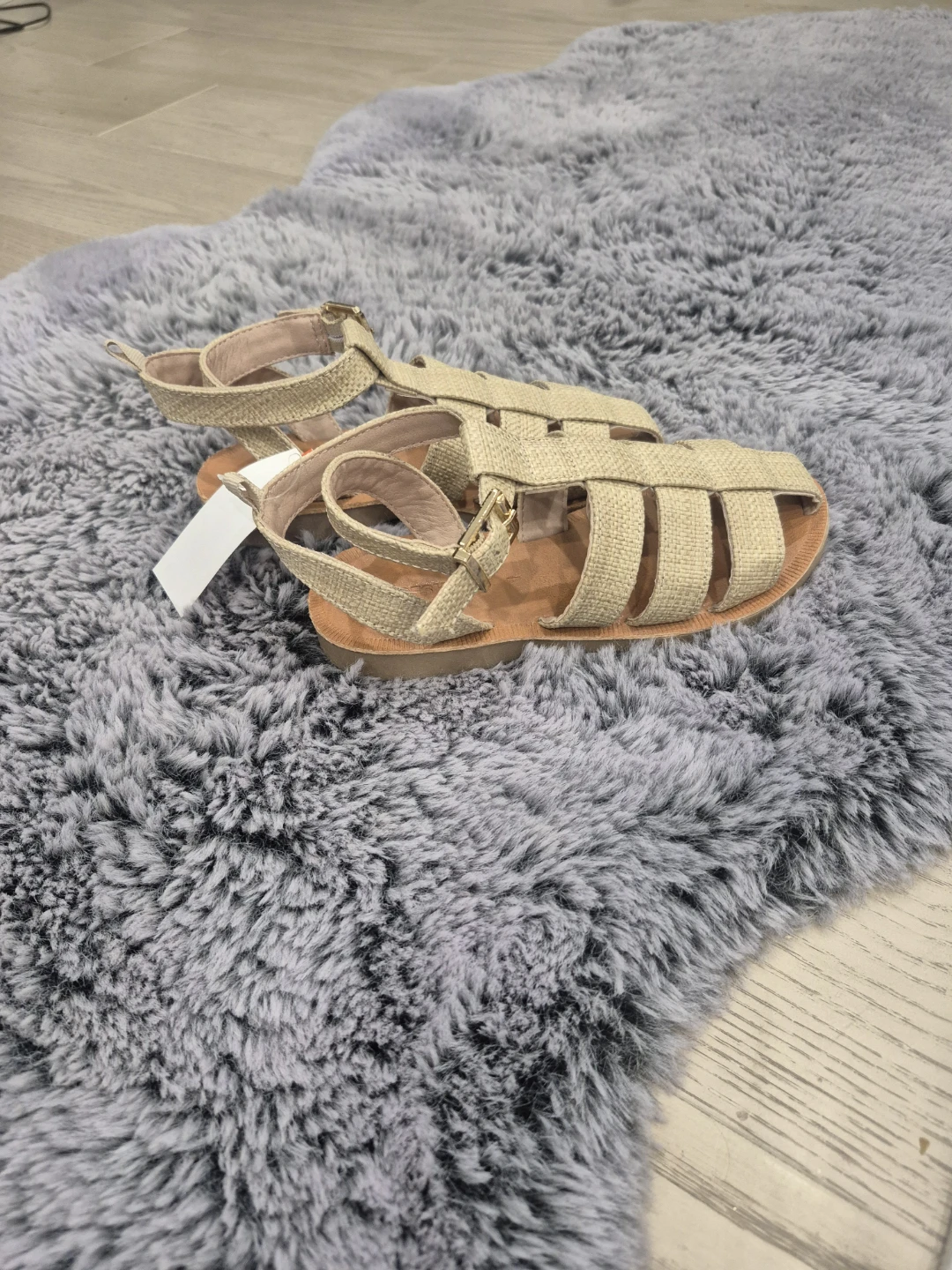 Kids Beige Woven Gladiator Sandals - photo 3