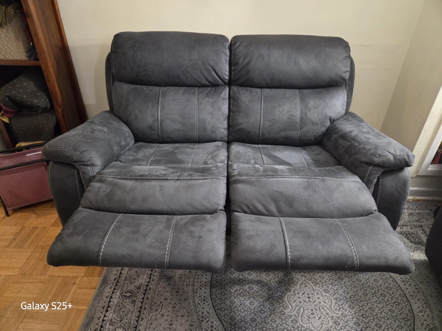 Grey Loveseat Recliner - photo 2