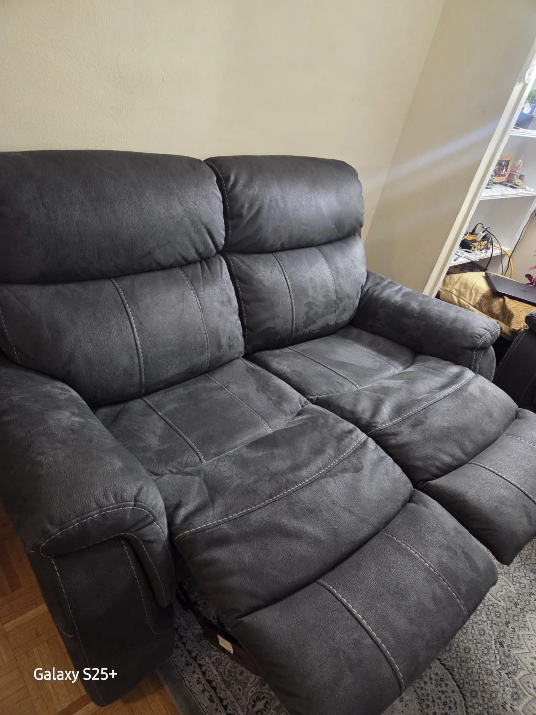 Grey Loveseat Recliner - photo 3