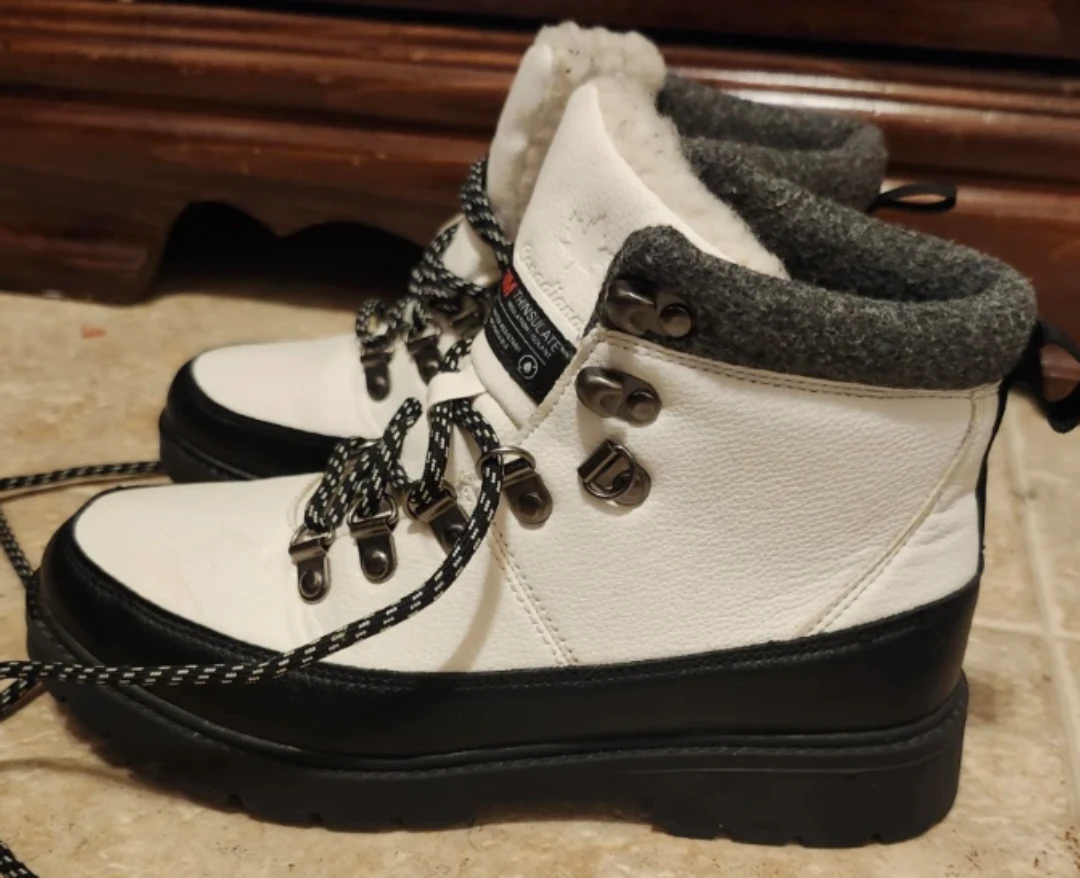 Canadian Made White and Black Winter Boots