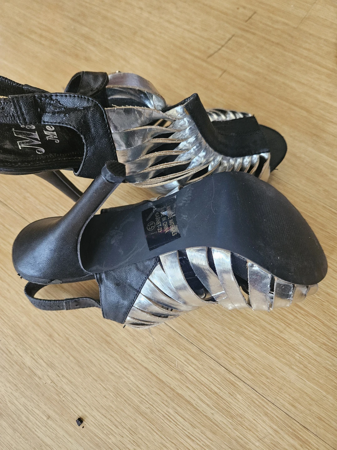 Miss Me Silver & Black Strappy Heels - photo 3