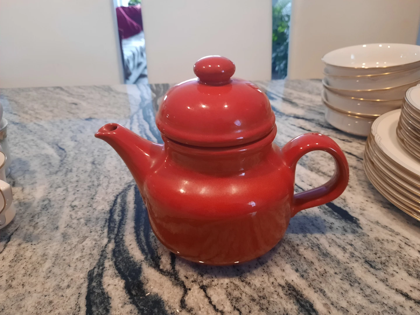 Red Ceramic Teapot and Salt & Pepper Shakers Set - photo 3