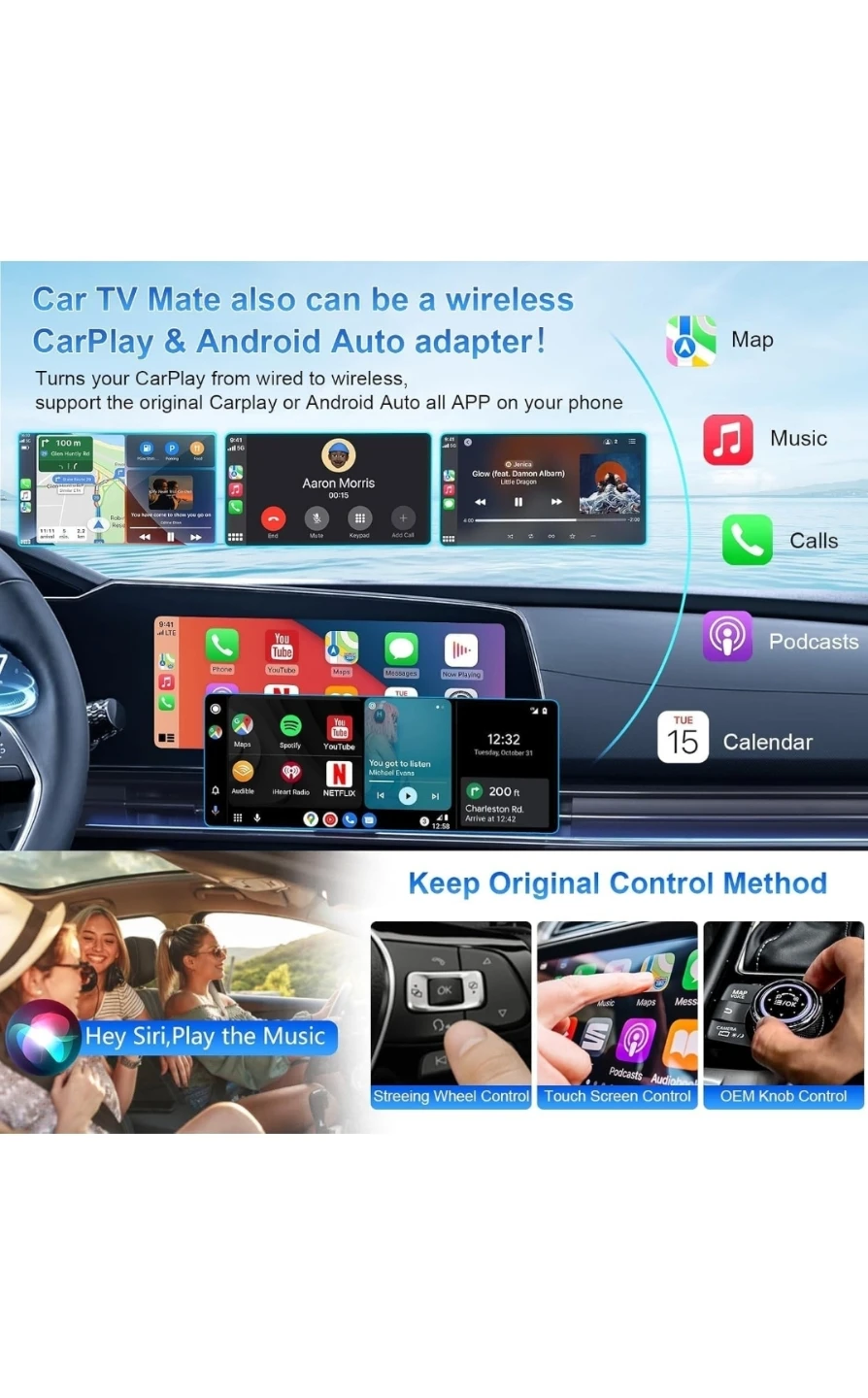 New3 in 1 Car TV Mate Pro with Wireless Carplay Adapter - photo 3