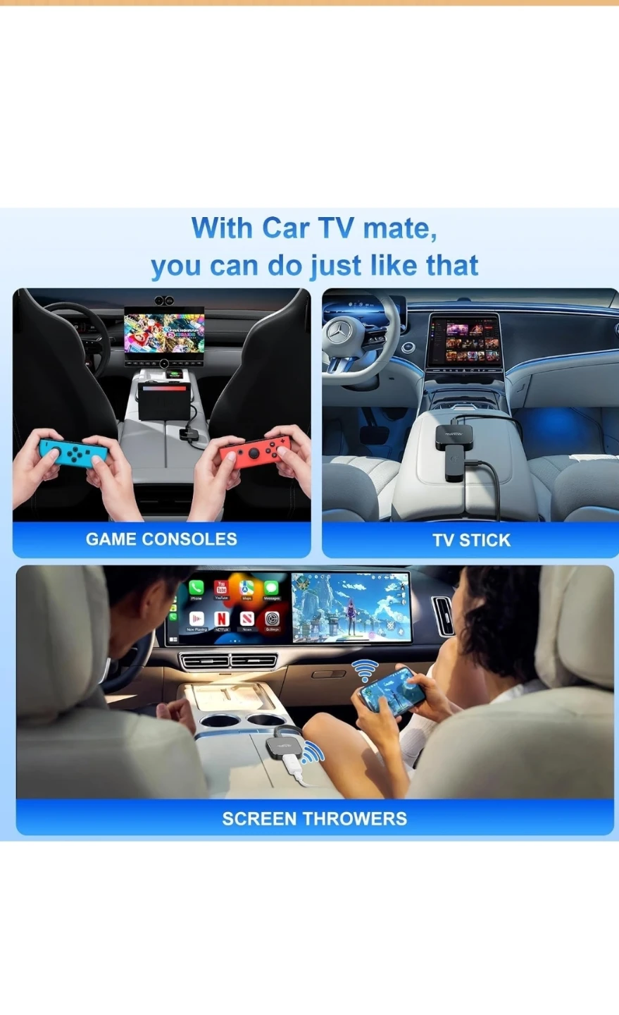 New3 in 1 Car TV Mate Pro with Wireless Carplay Adapter - photo 5