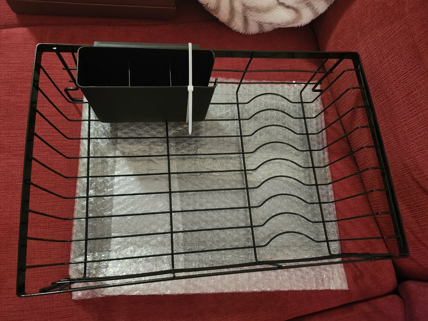Black Dish Rack with a stone base and a Cutlery Holder