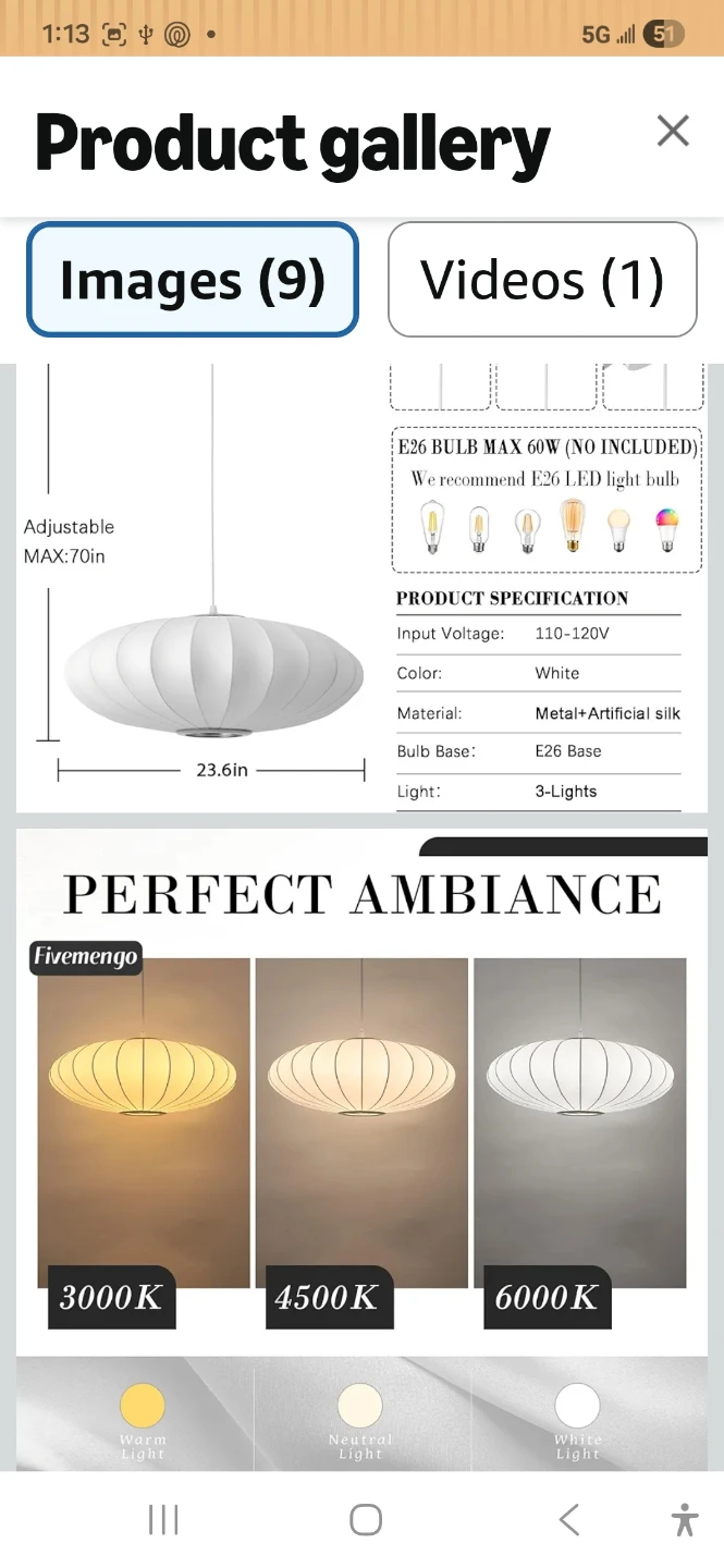Fivmengo Pendant Light Fixture - photo 3