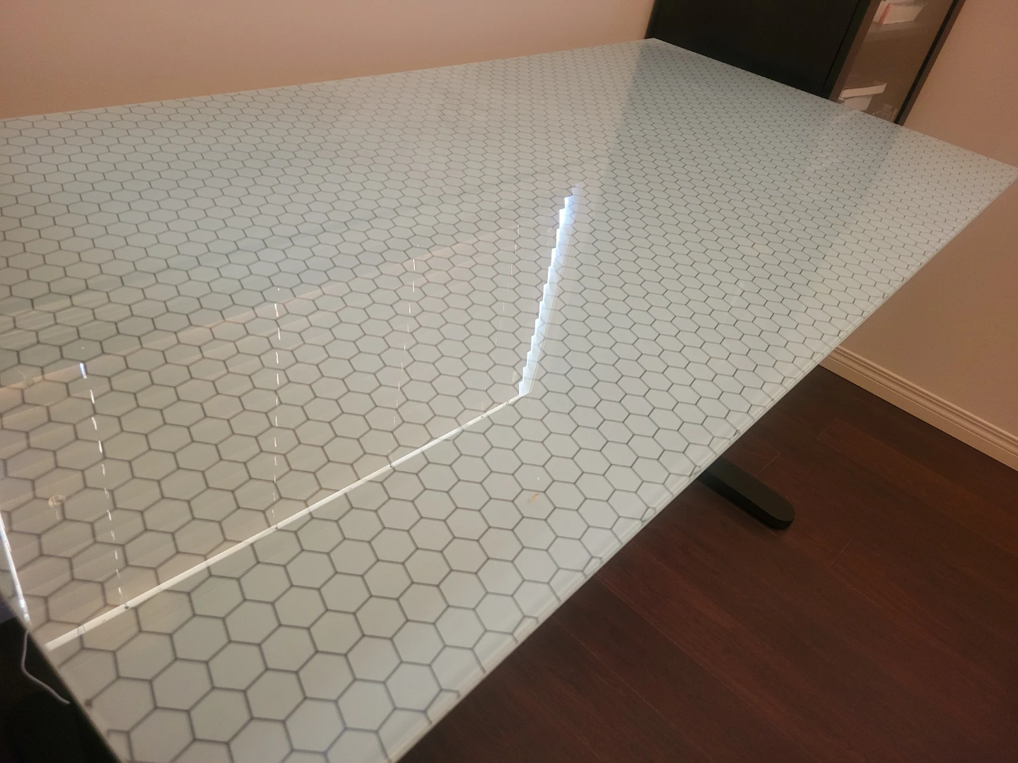 Glass Top Desk with Hexagon Pattern - photo 2